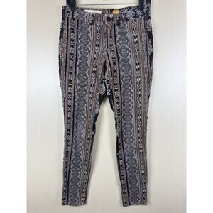 Pilcro Women’s Serif Corduroy Pants Size 27 Aztec Southwest Brown Black Stretch
